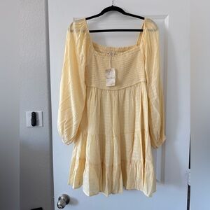 Hem & Thread Light Yellow Smocked Dress